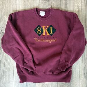 Vintage XL The Homestead Ski Crewneck Sweatshirt Maroon Signet Sportswear